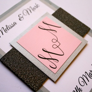 Add sparkle and glitter to your wedding stationery Silver glitter belly band stack wedding invitation 300x300 - Add sparkle and glitter to your wedding stationery
