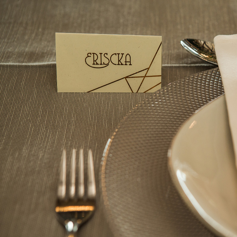 Geometric copper foil wedding placecard - Our creations on TV