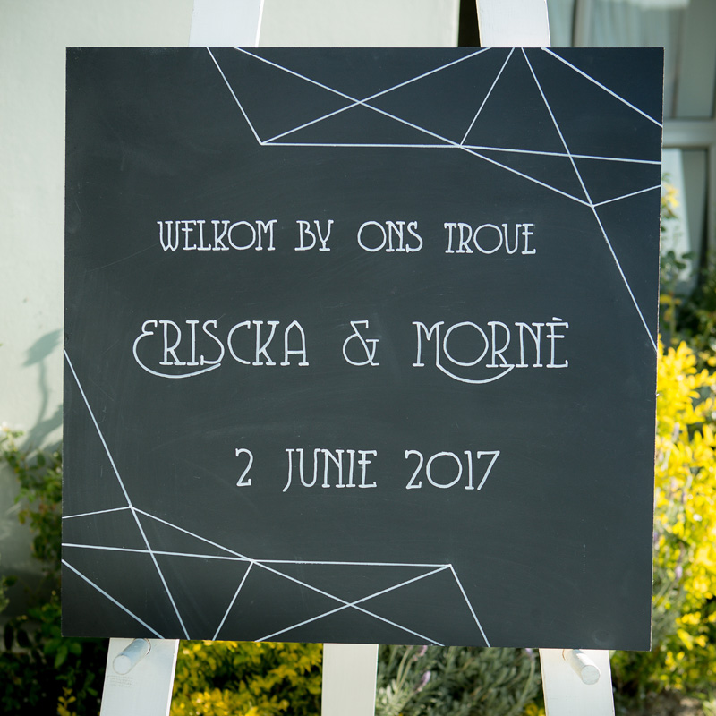 Geometric wedding welcome sign blackboard - Our creations on TV