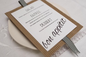Rustic wedding menu 300x200 - Using brown kraft card in different ways for your wedding invitations