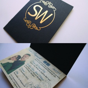 Passport wedding invitation gold foil 300x300 - Make your wedding invitations first class