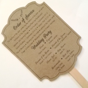 Rustic wedding order of service paddle fan2 300x300 - Using brown kraft card in different ways for your wedding invitations